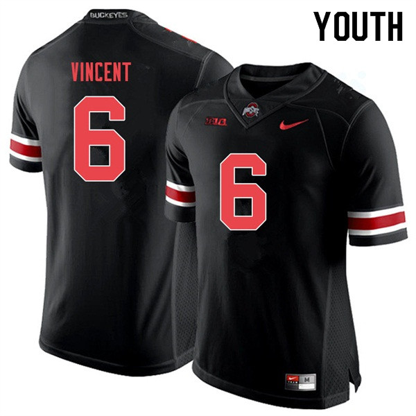 Ohio State Buckeyes Taron Vincent Youth #6 Blackout Authentic Stitched College Football Jersey